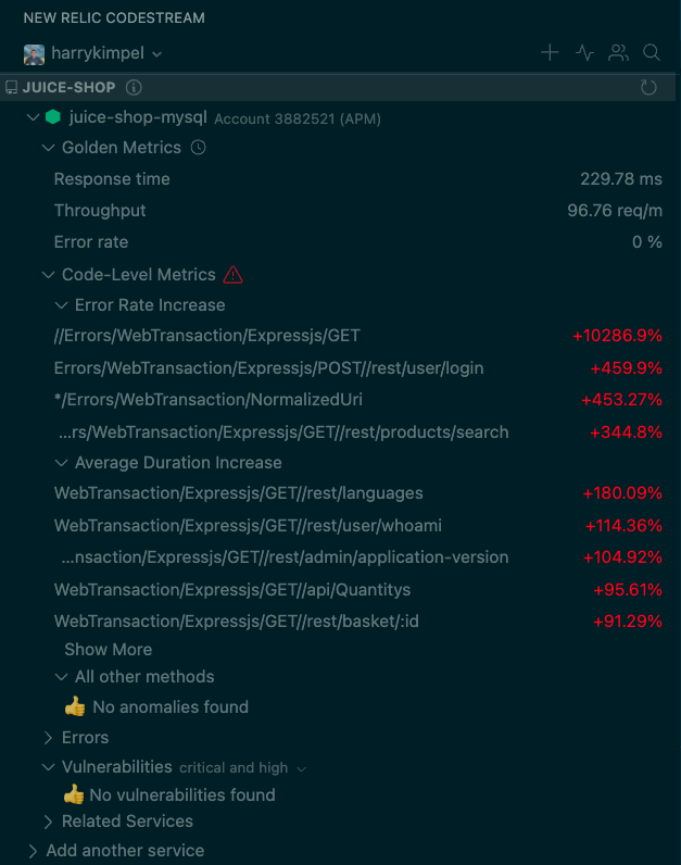 codestream shift-left code-level metrics with anomalies