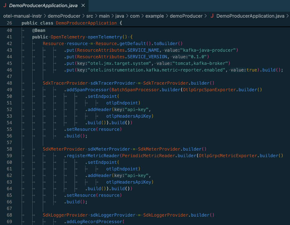 Java OpenTelemetry SDK configuration
