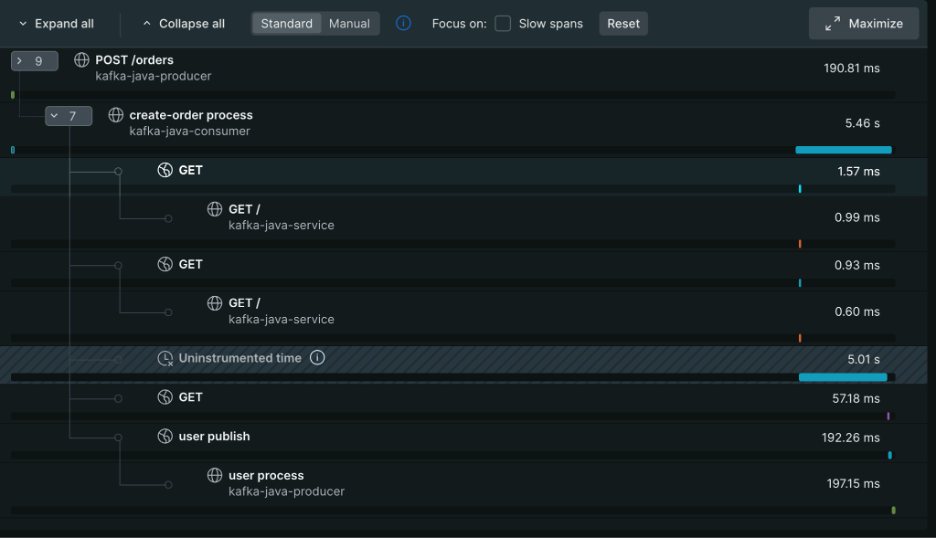 New Relic APM distributed tracing trace details spans zero-code