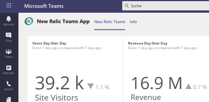 image from New Relic Microsoft Teams App